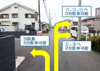 左右に9台分、当院の駐車場がございます